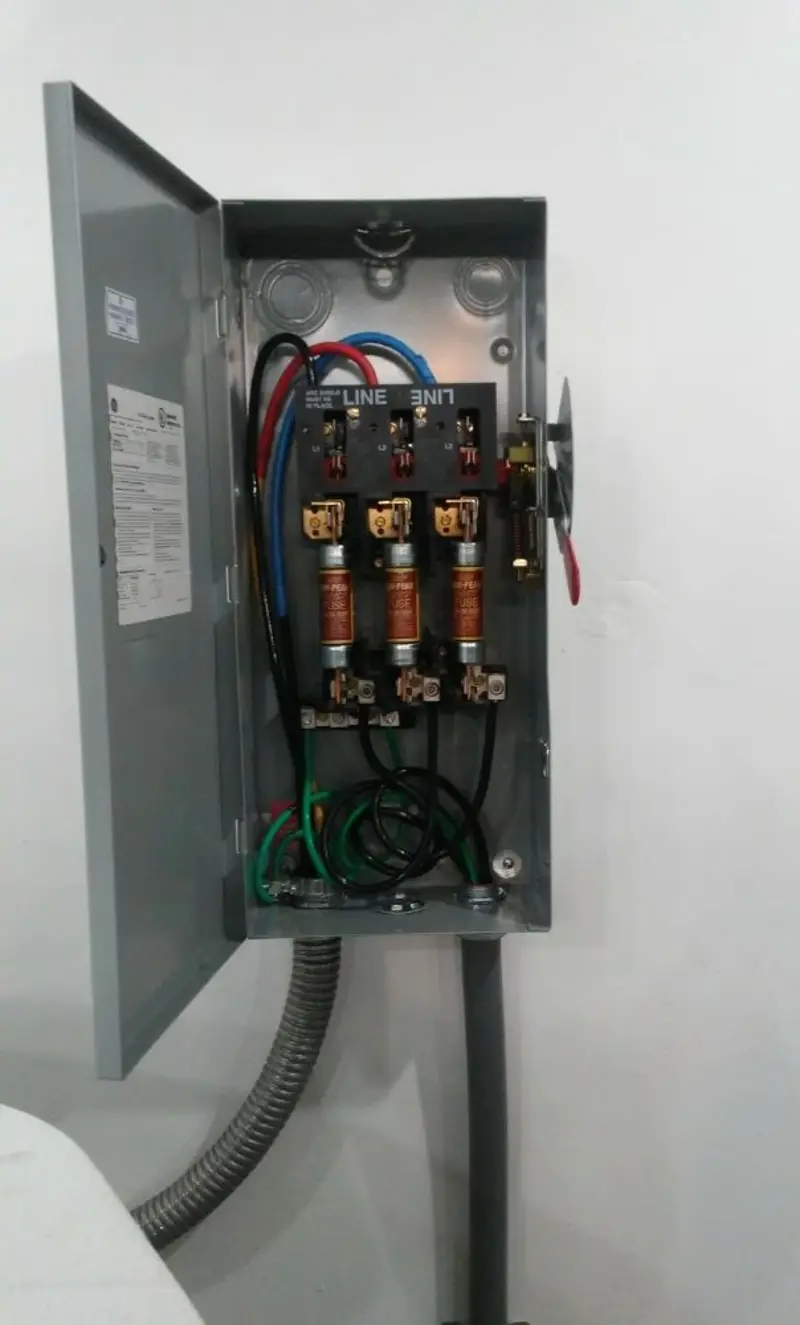 Three-phase disconnect switch installed for Smoke Detector Installation in Chesterton